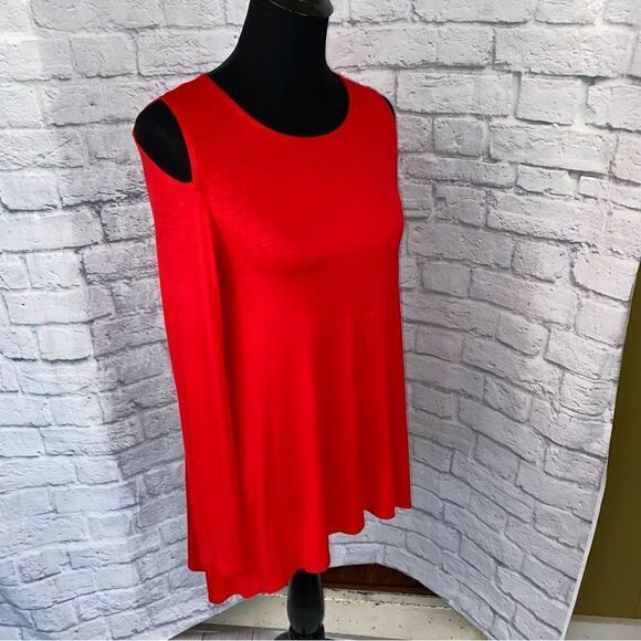 Azules scoopneck cold shoulder Longsleeve blouse red sz S women - Picture 2 of 8